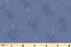 Lewis and Irene - Moontide - Mermaid Silhouettes - Dark Blue with Silver Metallic (A622.3)