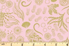 Lewis and Irene - Moontide - Jellyfish - Light Pink with Gold Metallic (A623.1)