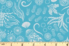 Lewis and Irene - Moontide - Jellyfish - Turquoise with Silver Metallic (A623.2)