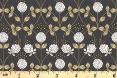 Lewis and Irene - Honey Bee - Clover - Charcoal with Gold Metallic (A653.3)