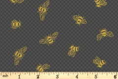 Lewis and Irene - Honey Bee - Bees - Charcoal with Gold Metallic (A654.3)