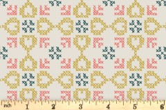 Lewis and Irene - Folk Floral - Cross Stitch Hearts - Cream (A669.1)