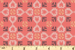 Lewis and Irene - Folk Floral - Cross Stitch Hearts - Coral (A669.2)