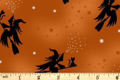 Lewis and Irene - Cast a Spell - Flying Witches - Orange with Silver Metallic (A722.1)
