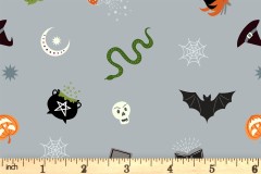 Lewis and Irene - Cast a Spell - Spooky Halloween - Light Grey with Silver Metallic (A723.1)