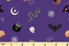 Lewis and Irene - Cast a Spell - Spooky Halloween - Purple with Silver Metallic (A723.3)