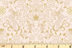 Lewis and Irene - Celtic Faeries - Unicorn Silhouettes - Cream with Gold Metallic (A733.1)