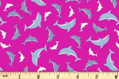 Lewis and Irene - Ocean Glow - Dolphins - Pink with Glow in the Dark (A782.2)