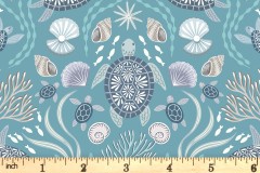 Lewis and Irene - Ocean Pearls - Sea Turtle Family - Ocean Blue with Pearlescent (A826.2)