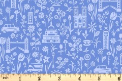Liberty Fabrics - London Parks - City Sights - Mid Blue (01666854/B)