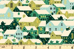 Liberty Fabrics - Festive Fair - Snowy Rooftops - Green (01667352/A)