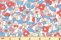 Liberty Fabrics - Carnaby - Piccadilly Poppy - Blues and Reds (04775941/B)