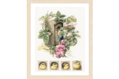 Lanarte - Birdhouse with Roses (Cross Stitch Kit)