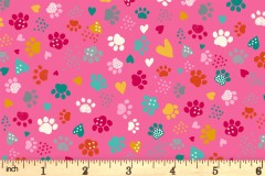 Makower - Whiskers - Pawsome Prints - Pink (010/P)