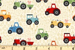 Makower - Fun on the Farm - Tractors - Cream (067/Q)