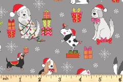 Makower - Yappy Christmas! - Dog Scatter - Grey (2365/S)
