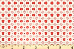 Makower - Scandi Christmas - Geometric - Red on Cream with Gold Metallic (2458/R)