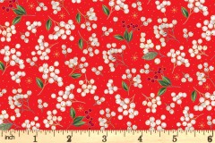 Makower - Festive Foliage - Berries - Red with Gold Metallic (2491/R)