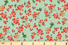Makower - Festive Foliage - Berries - Turquoise with Gold Metallic (2491/T)
