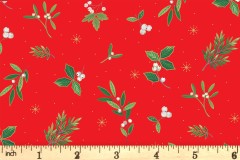 Makower - Festive Foliage - Foliage Scatter - Red with Gold Metallic (2492/R)