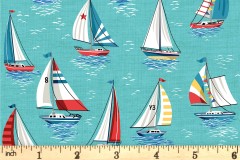 Makower - Nautical - Yachts - Turquoise (2496/T)