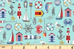 Makower - Nautical - Nautical Icons - Turquoise (2497/T)