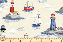 Makower - Nautical - Lighthouses - Cream (2499/Q)