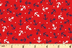 Makower - Nautical - Anchors - Red (2501/R)