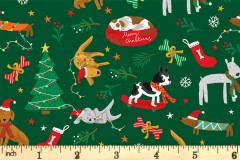 P&B Textiles - Christmas Miniatures 2 - Dogs - Green (CHM24729)