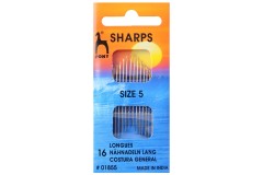 Pony Gold Eye Hand Sewing Needles, Sharps / Everyday, Size 5 (pack of 16)