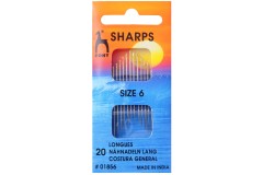 Pony Gold Eye Hand Sewing Needles, Sharps / Everyday, Size 6 (pack of 20)