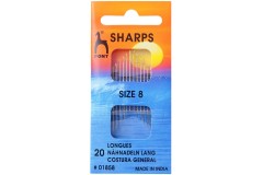 Pony Gold Eye Hand Sewing Needles, Sharps / Everyday, Size 8 (pack of 20)