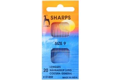 Pony Gold Eye Hand Sewing Needles, Sharps / Everyday, Size 9 (pack of 20)