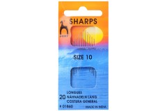 Pony Gold Eye Hand Sewing Needles, Sharps / Everyday, Size 10 (pack of 20)