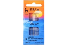 Pony Gold Eye Hand Sewing Needles, Straw / Milliners, Sizes 3, 9 (pack of 10)