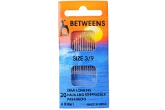Pony Gold Eye Hand Sewing Needles, Betweens / Quilting, Sizes 3, 9 (pack of 20)