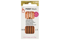 Pony - Black - Yarn Darners with White Eye - Size 14-18 (Pack of 5)