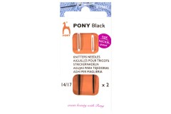 Pony - Black - Knitters Needles with White Eye - Size 14 & 17 (Pack of 2)