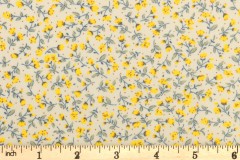 Rose & Hubble - Cotton Poplin Florals - Lemon on Cream (CP0034)