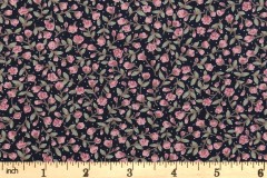 Rose & Hubble - Cotton Poplin Florals - Pink on Navy (CP0034)