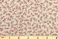 Rose & Hubble - Cotton Poplin Florals - Pink on Cream (CP0034)
