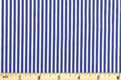 Rose & Hubble - Cotton Poplin Stripes - 3mm - Royal and White (CP0145)