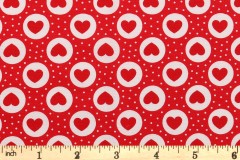 Rose & Hubble - Cotton Poplin Hearts - Framed Hearts - Red (CP0883)