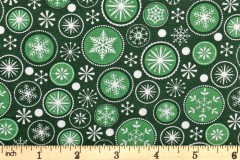 Rose & Hubble - Christmas Cotton - Falling Snow - Green (P256GR)
