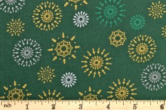 Rose & Hubble - Christmas Cotton - Metallic Snowflake Multi - Green (P282GR)