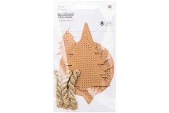 Rico - Embroidery Board - Christmas Trees, Kraft, Pack of 8 with Metallic Yarn