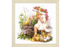 Riolis - Girl with Ducklings (Cross Stitch Kit)