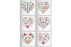 Riverdrift House - Christmas Robin Hearts Medium Greetings Cards (Cross Stitch Kit)