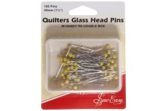 Sew Easy Glass Head Pins, 50mm, Yellow (pack of 100)