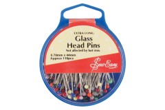 Sew Easy Glass Head Pins, 44mm, Assorted Colours (pack of 110)